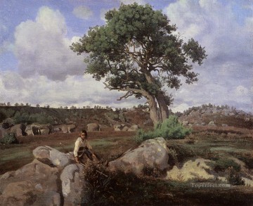 Jean Baptiste Camille Corot Painting - FontainebleauThe Raging One plein air Romanticismo Jean Baptiste Camille Corot